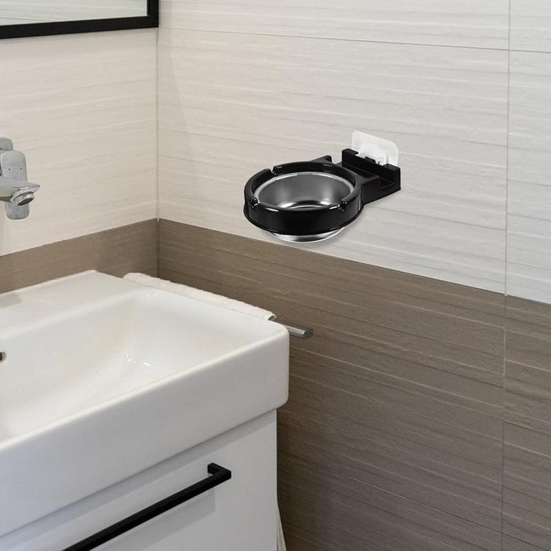 علبة سجائر من الفولاذ المقاوم للصدأ مثبتة على الحائط مع غطاء أسود للاستخدام الداخلي في الحمام أو البار - Image 3